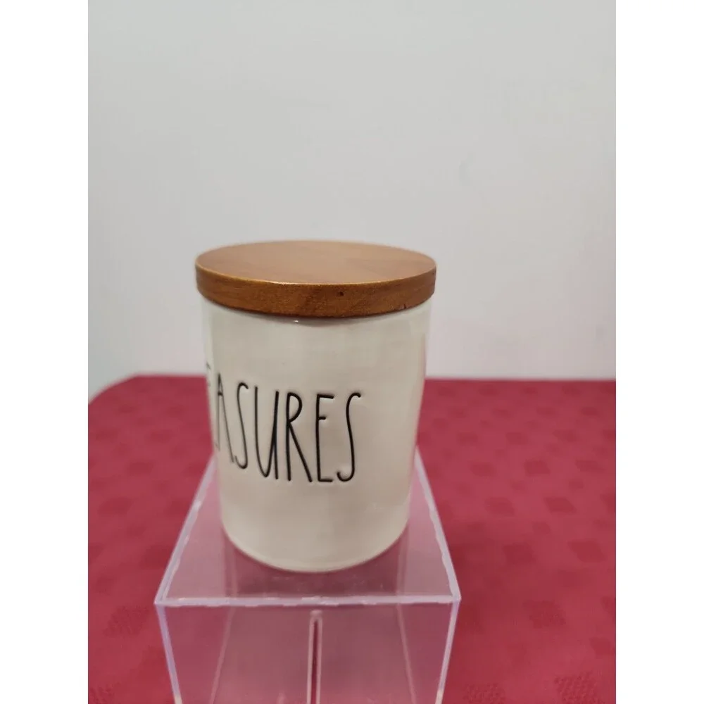 Rae Dunn Artisan Magenta 5 Inch TREASURES Cellar Cannister Farmhouse Rustic EUC